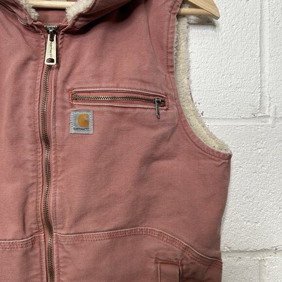 Y2K Carhartt Wildwood Sherpa-Lined Vest “Pink Rose” 102253 - Picture 3 of 9
